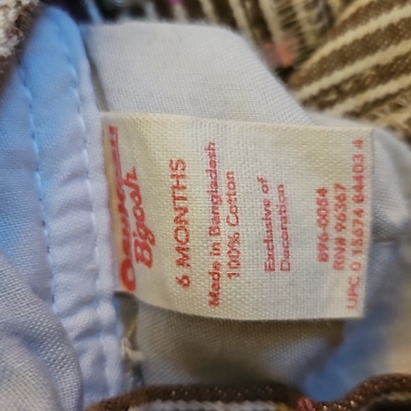 VTG OSHKOSH B'GOSH Striped Butterfly Denim Overalls - Picture 2 of 8